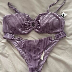 Dippin daisy’s Purple Ribbed Bikini Set